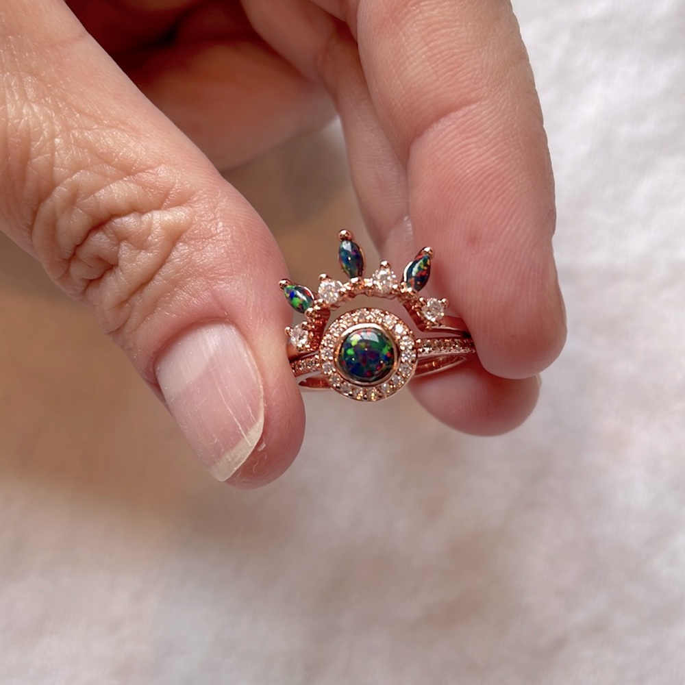 Lab Created Black Opal Set